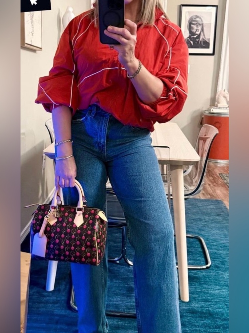 H&M RED COLOR BLOCK TRACK JACKET